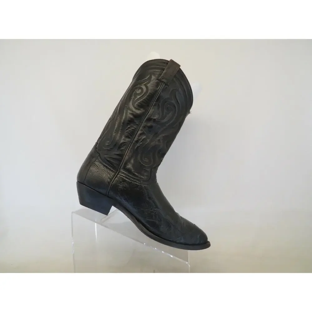TONY LAMA Distress Brown Leather Ostrich Cowboy Western Boots Mens Size 9.5 D
